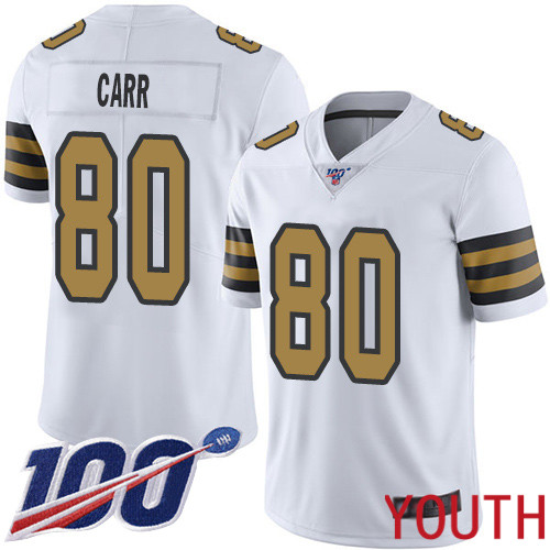 New Orleans Saints Limited White Youth Austin Carr Jersey NFL Football 80 100th Season Rush Vapor Untouchable Jersey
